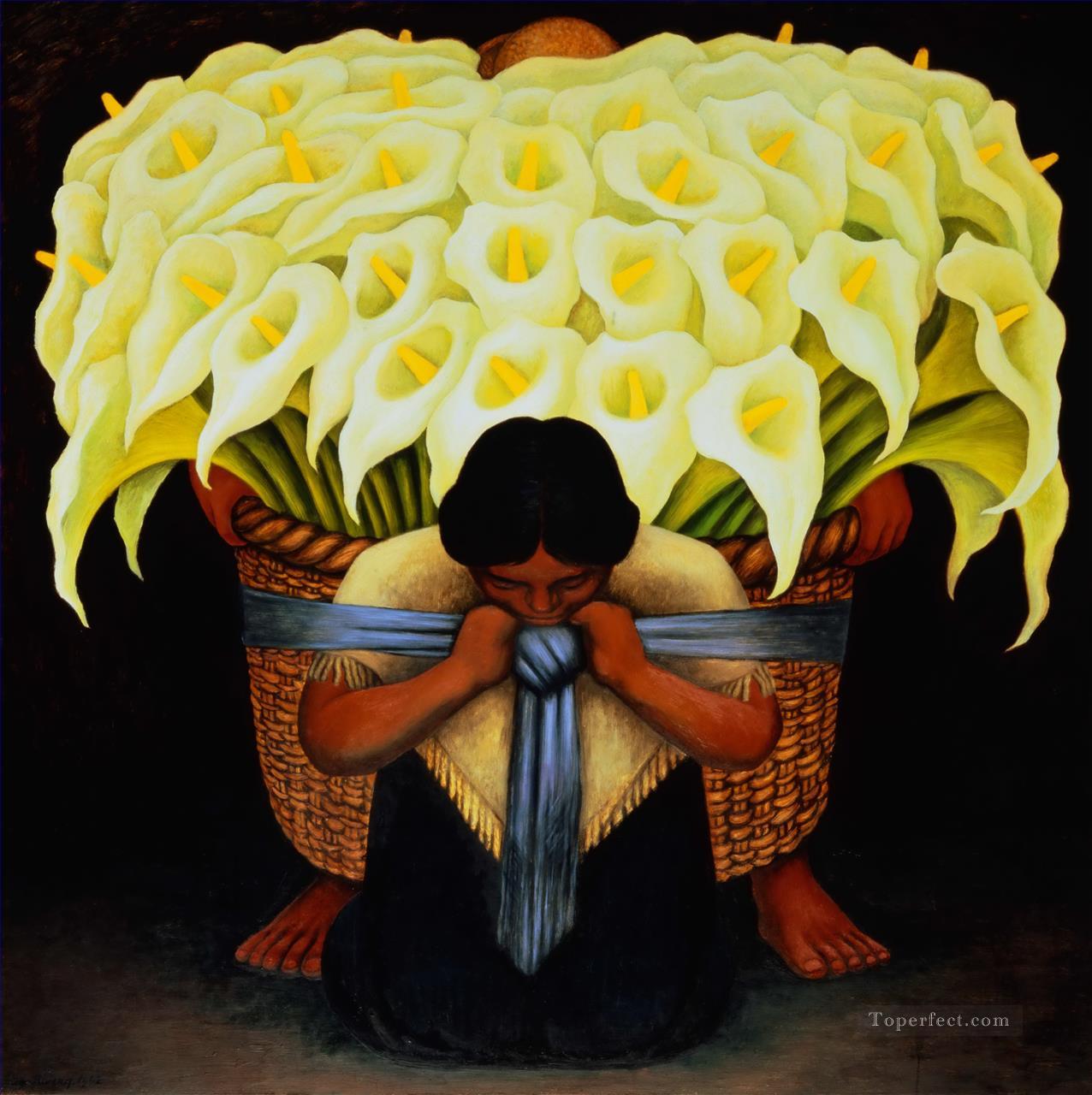El vendedor de flores Diego Rivera Pintura al óleo